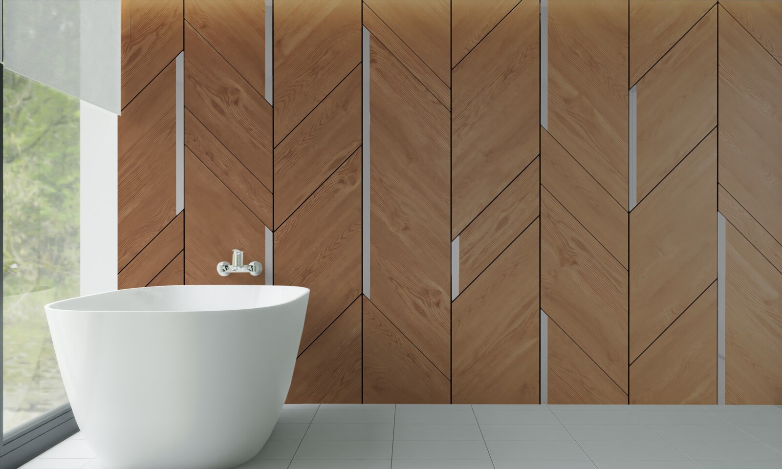 Fototapeta hnedá parketová podlaha so zabudovaným osvetlením