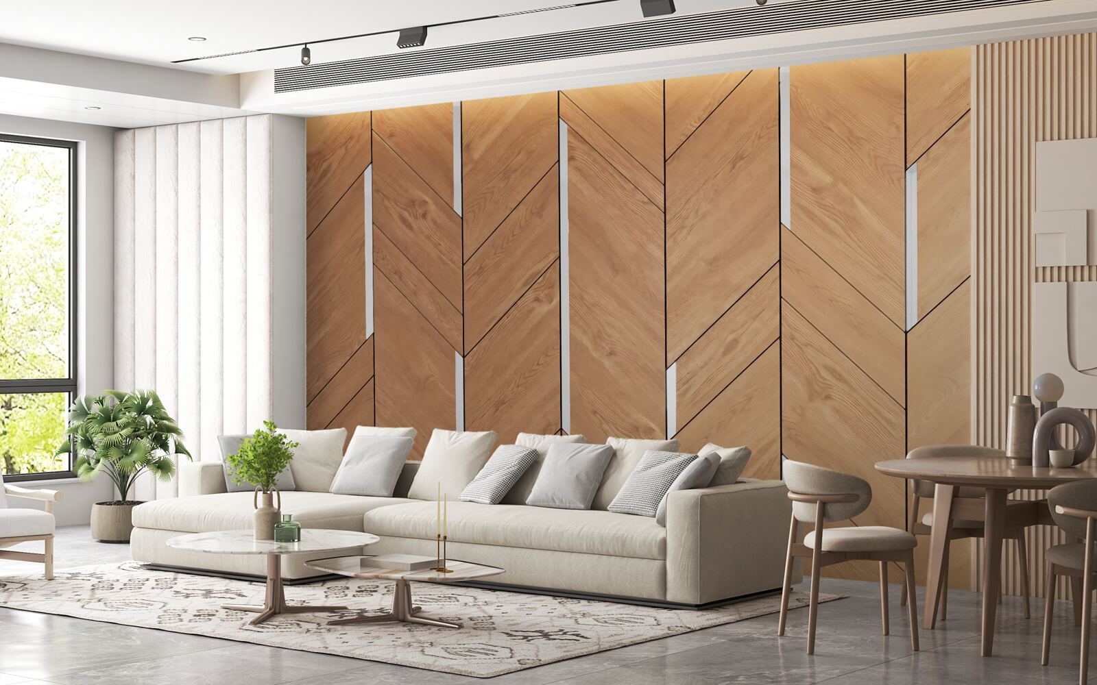 Fototapeta hnedá parketová podlaha so zabudovaným osvetlením