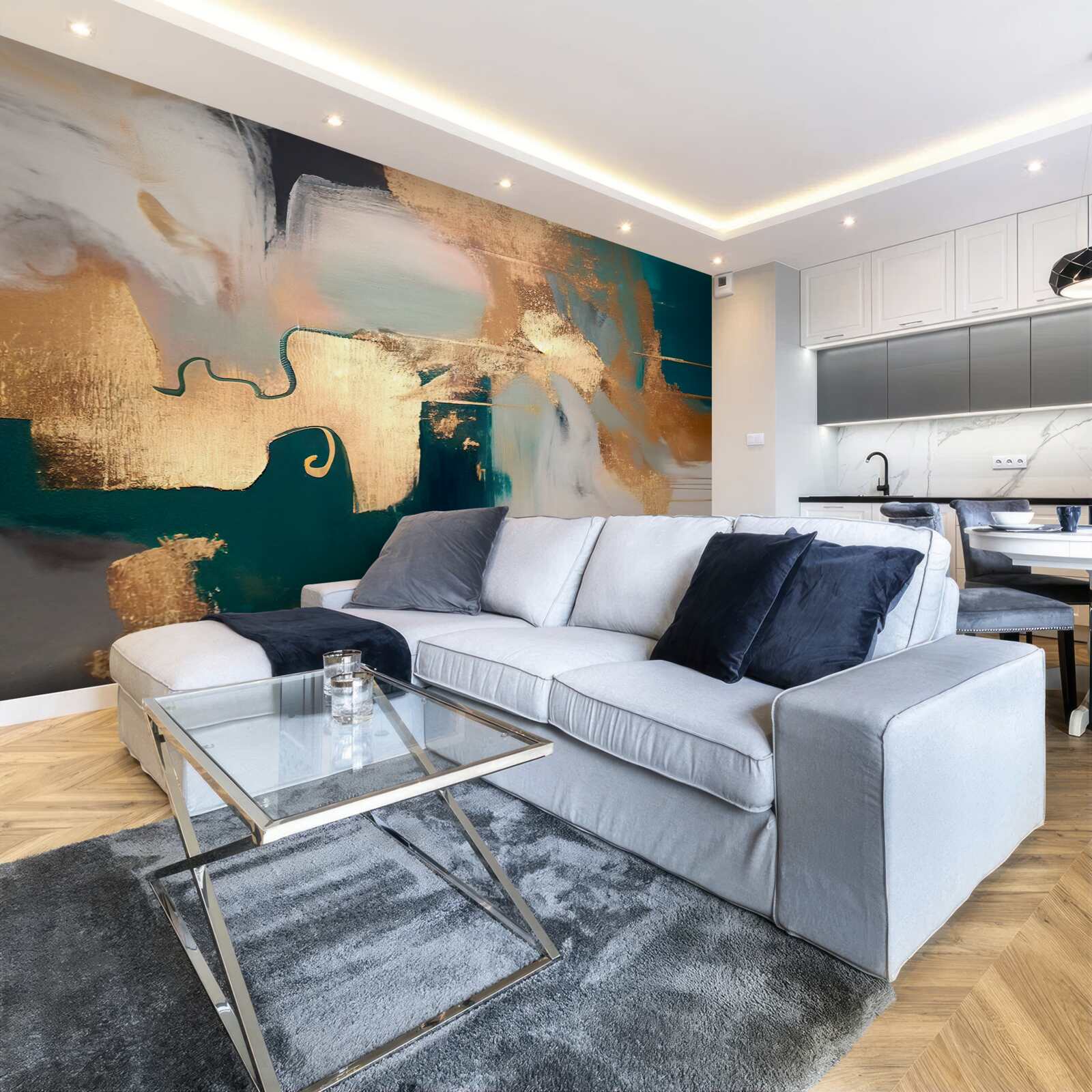 Fototapeta natretý zlatom na sivom mramore