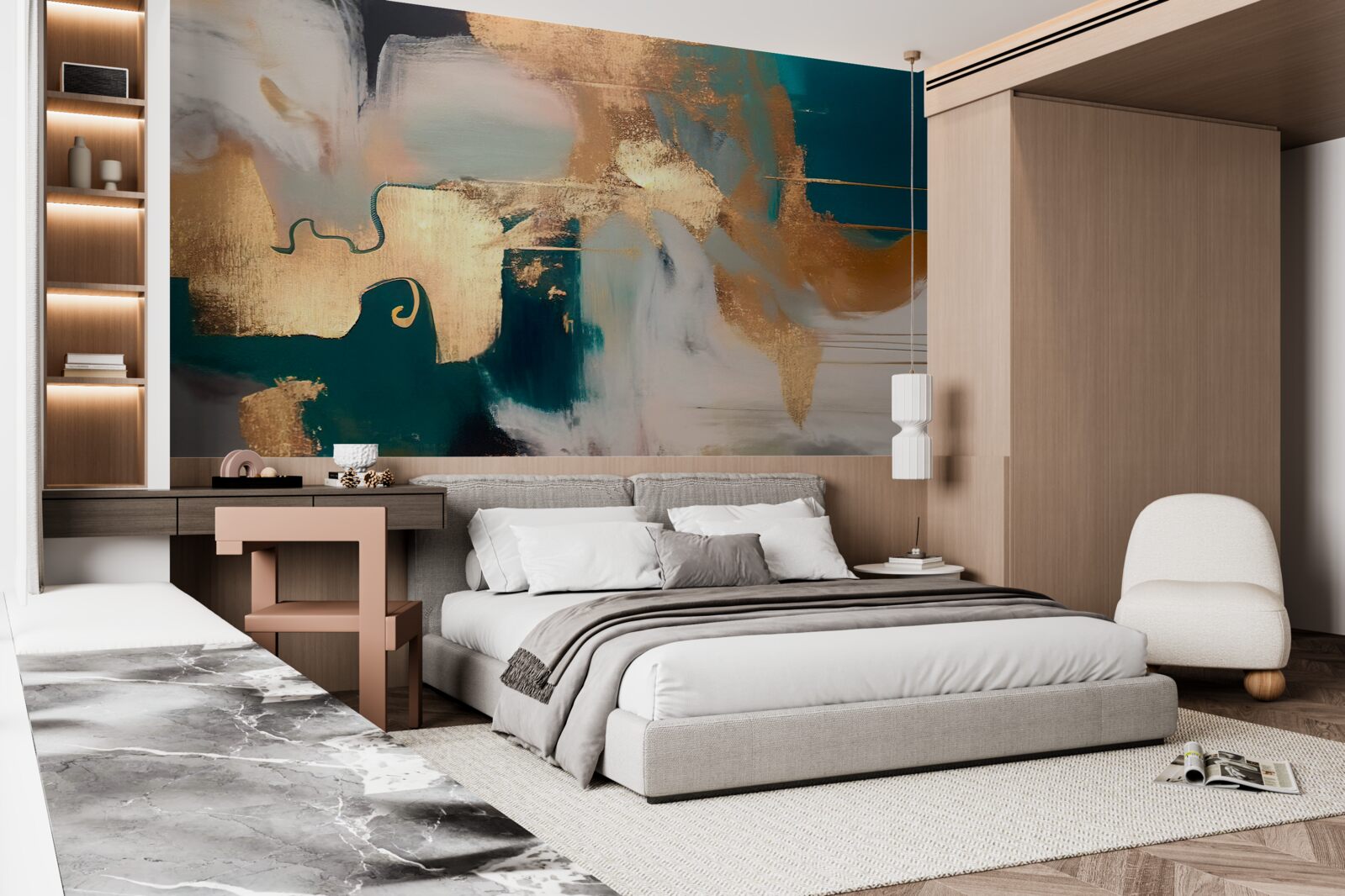 Fototapeta natretý zlatom na sivom mramore