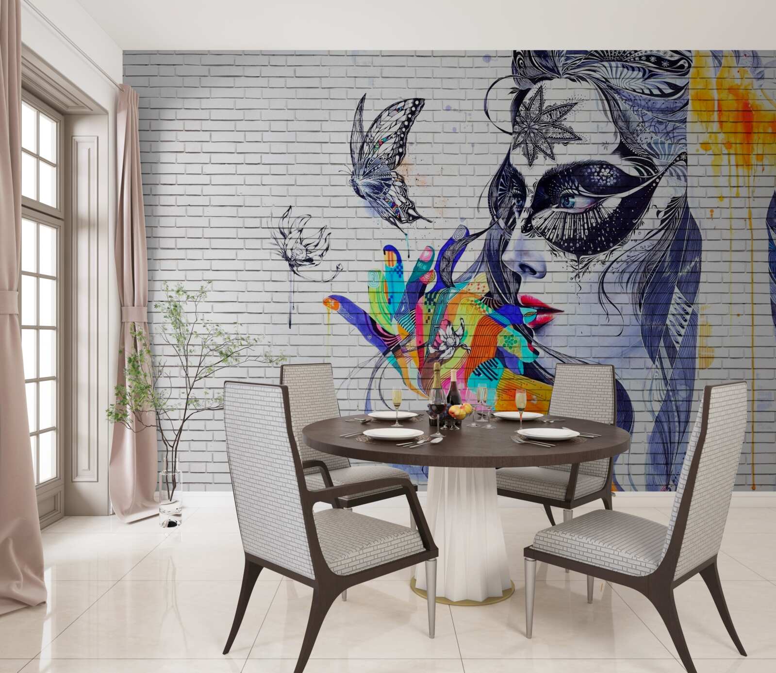 Fototapeta obraz dievčaťa v maske v abstraktnom štýle