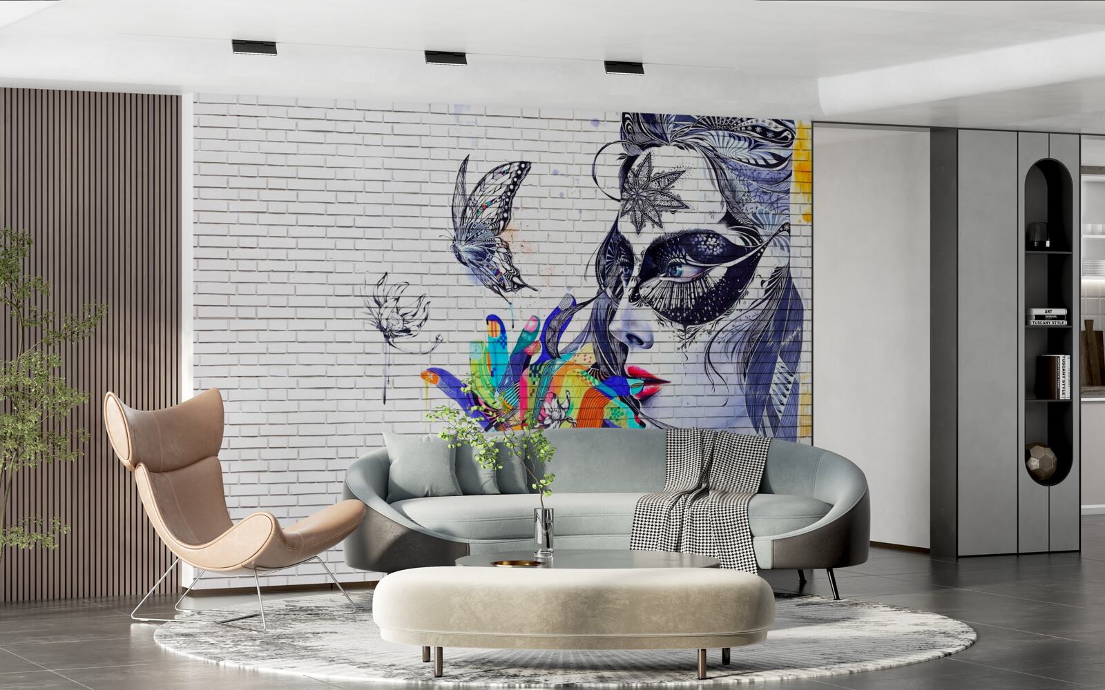 Fototapeta obraz dievčaťa v maske v abstraktnom štýle