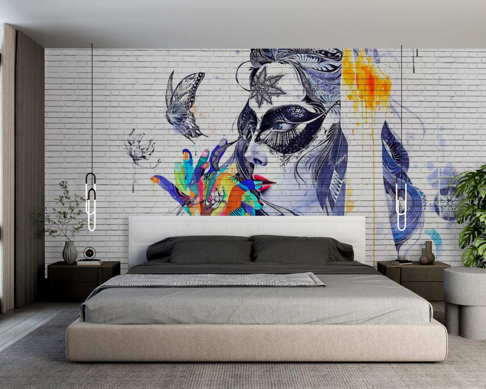 Fototapeta obraz dievčaťa v maske v abstraktnom štýle