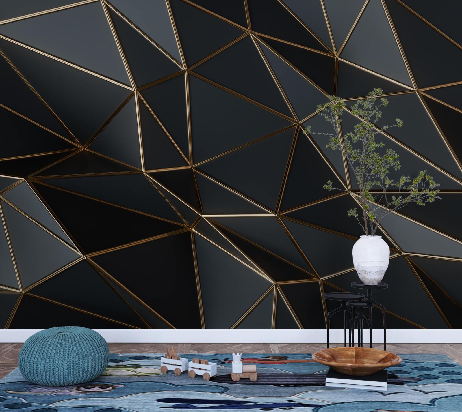 Fototapeta trojrozmerné figúrky v čiernej farbe s trojrozmerným efektom