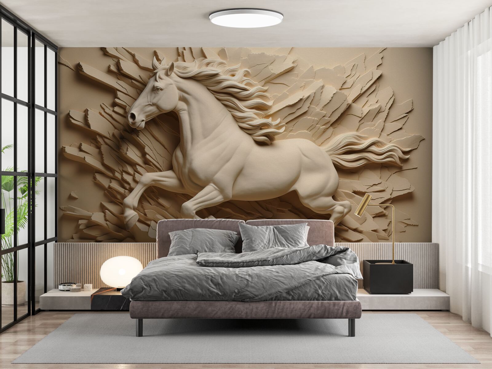 Fototapeta 3D obraz bežiaceho koňa