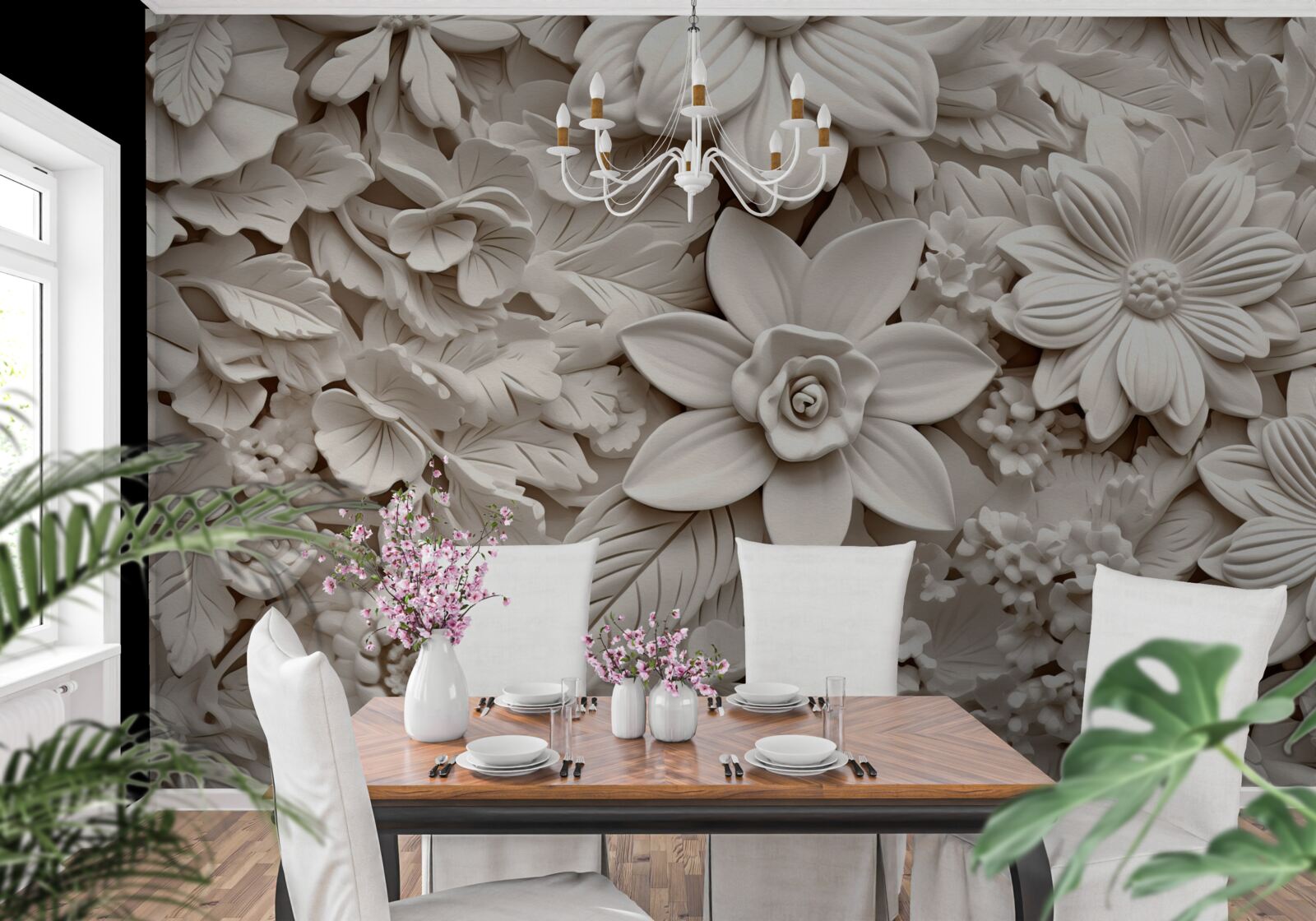 Fototapeta kvetinový aranžmán vyrobený zo sadry