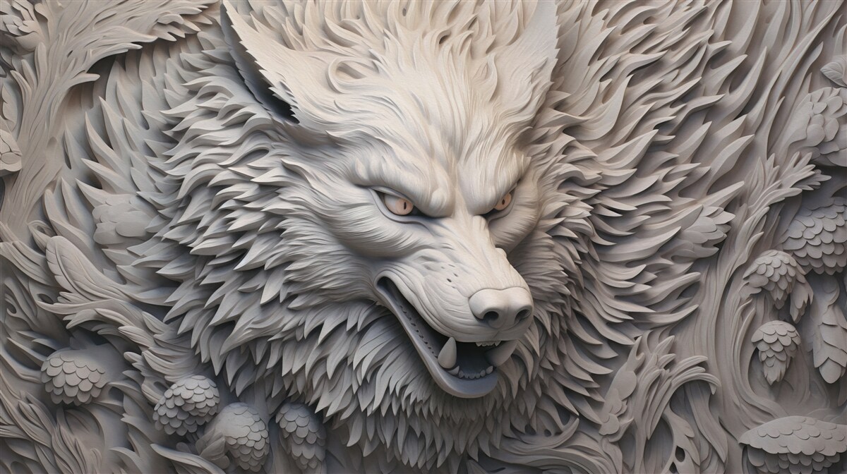 Fototapeta mocný rev vlka vytvára mnohostranný obraz