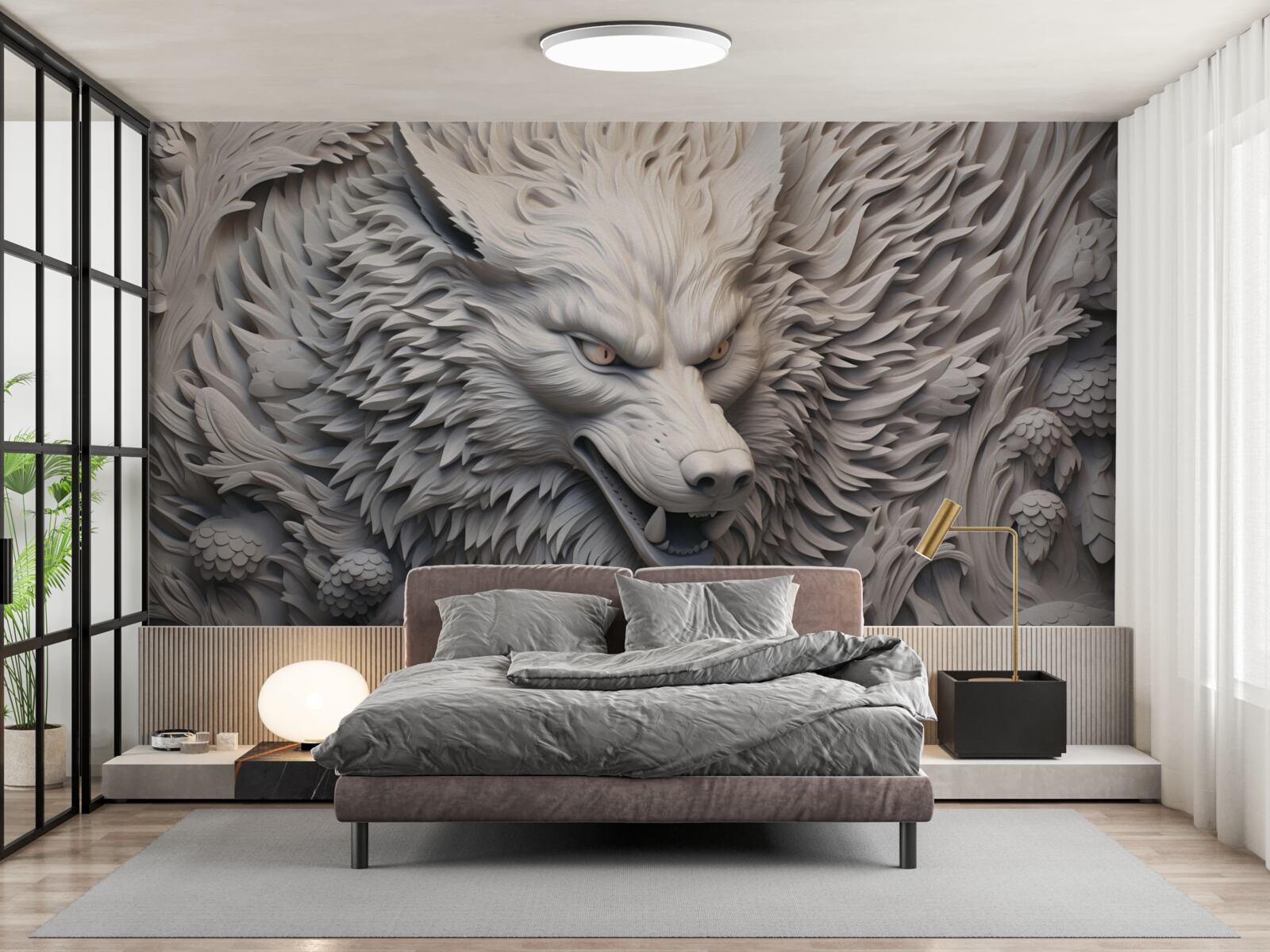 Fototapeta mocný rev vlka vytvára mnohostranný obraz