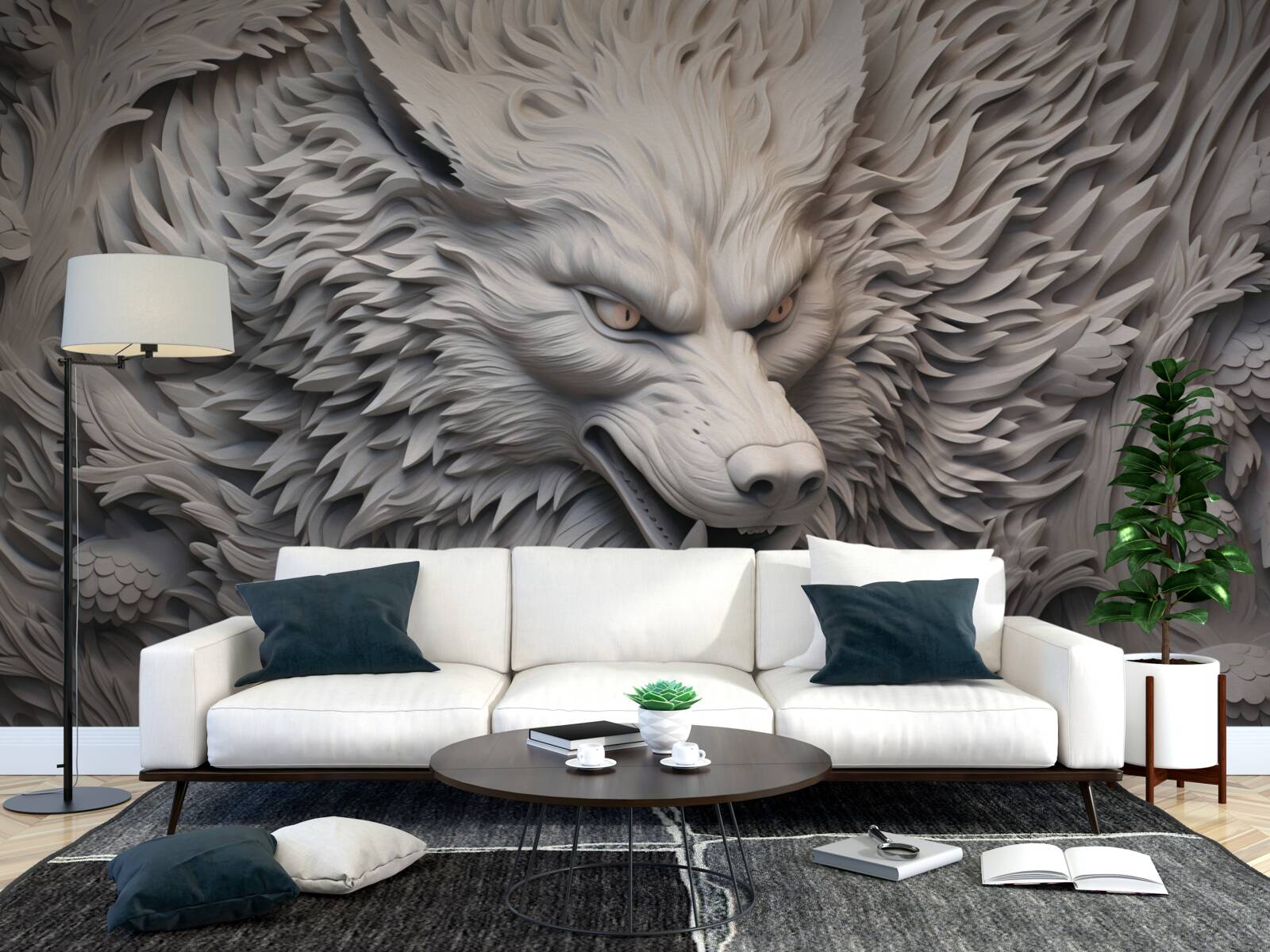 Fototapeta mocný rev vlka vytvára mnohostranný obraz