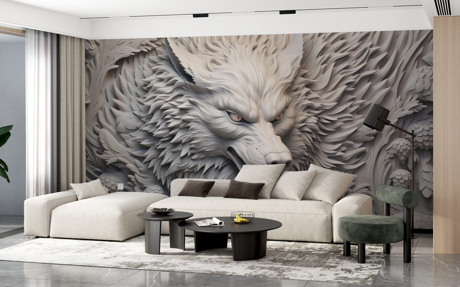 Fototapeta mocný rev vlka vytvára mnohostranný obraz