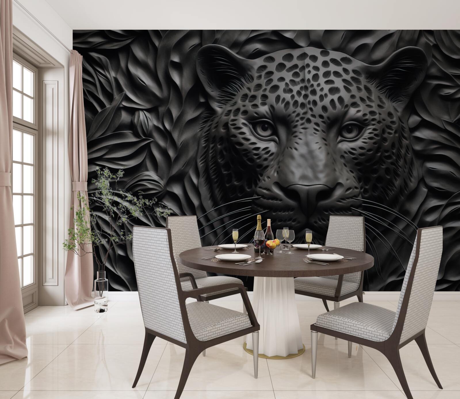 Fototapeta čierny tiger na strome impozantnej veľkosti