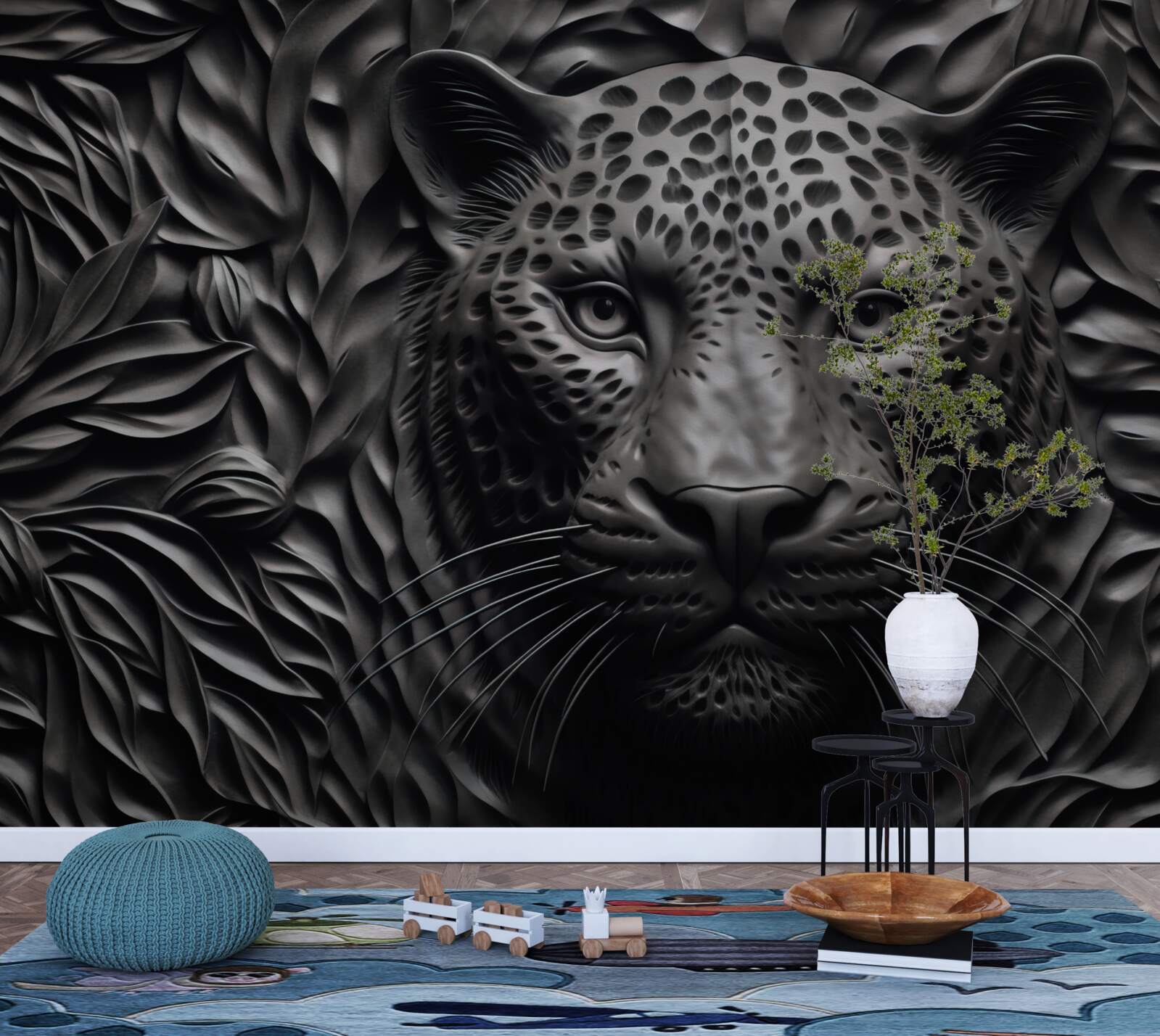 Fototapeta čierny tiger na strome impozantnej veľkosti