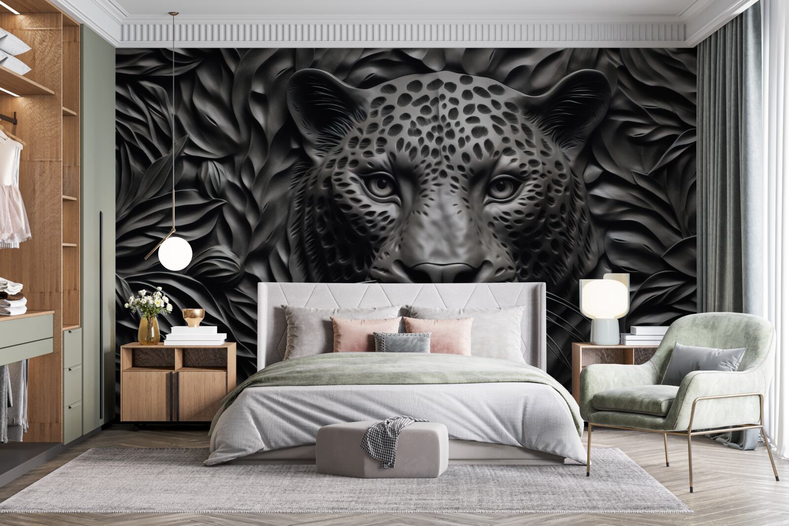 Fototapeta čierny tiger na strome impozantnej veľkosti