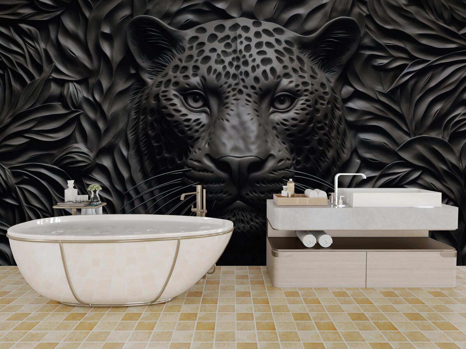 Fototapeta čierny tiger na strome impozantnej veľkosti