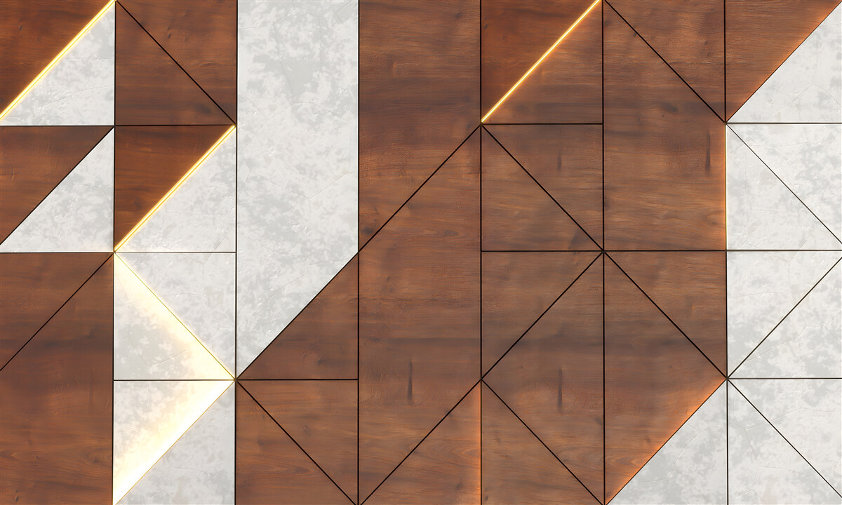 Fototapeta geometrické postavy na drevenej podlahe