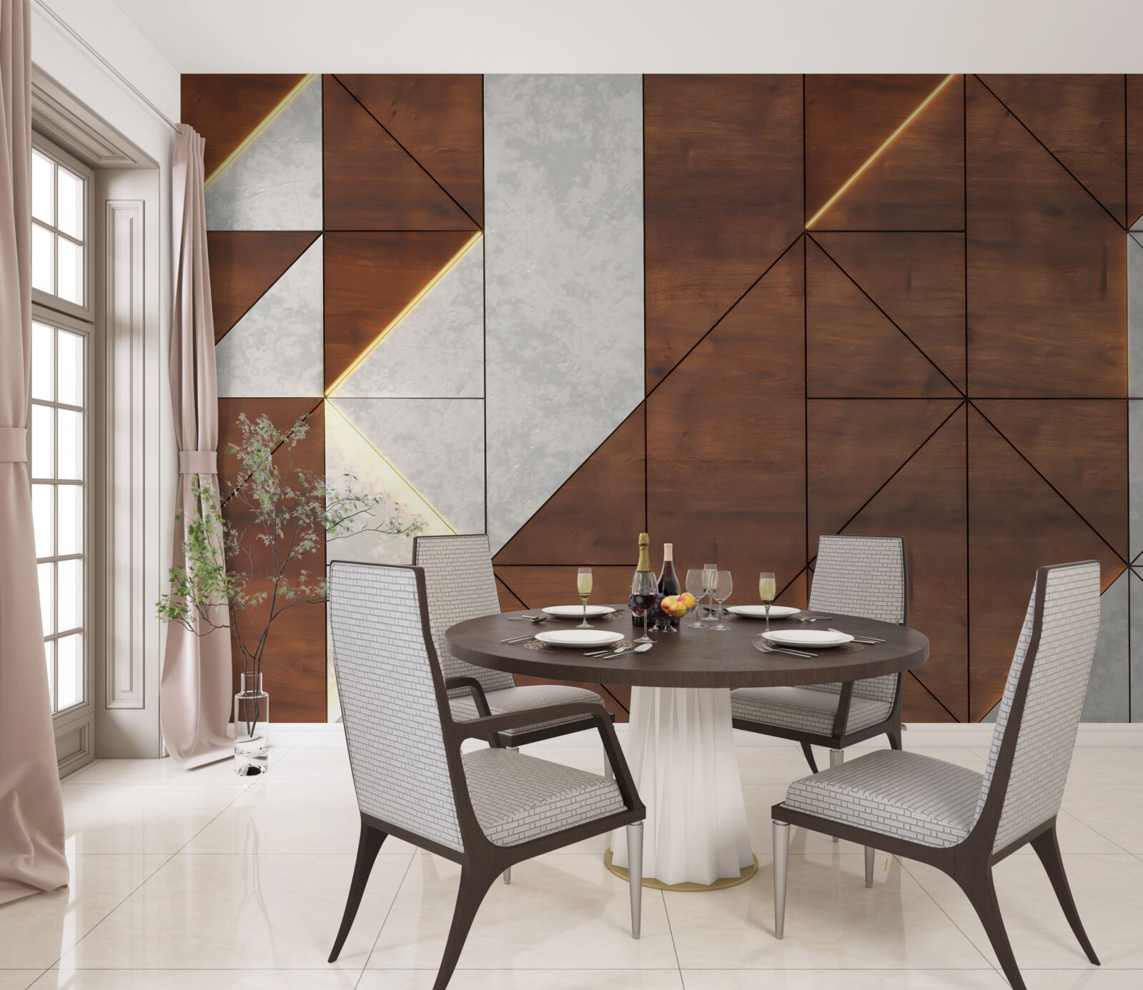 Fototapeta geometrické postavy na drevenej podlahe