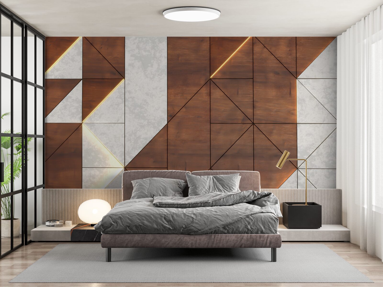 Fototapeta geometrické postavy na drevenej podlahe