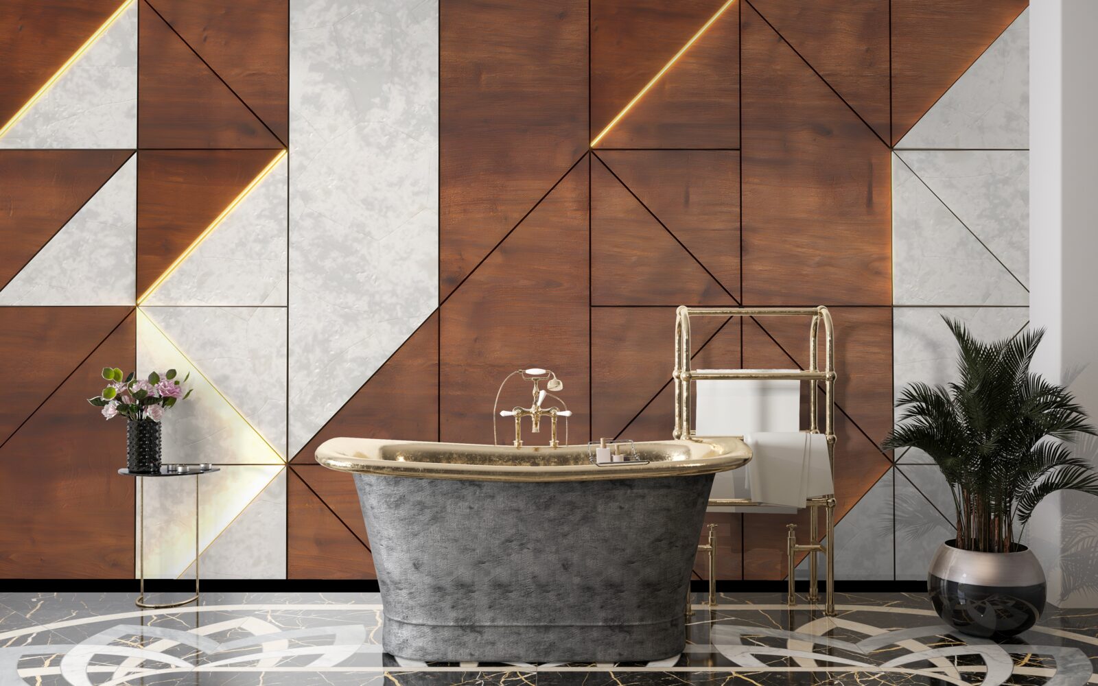 Fototapeta geometrické postavy na drevenej podlahe