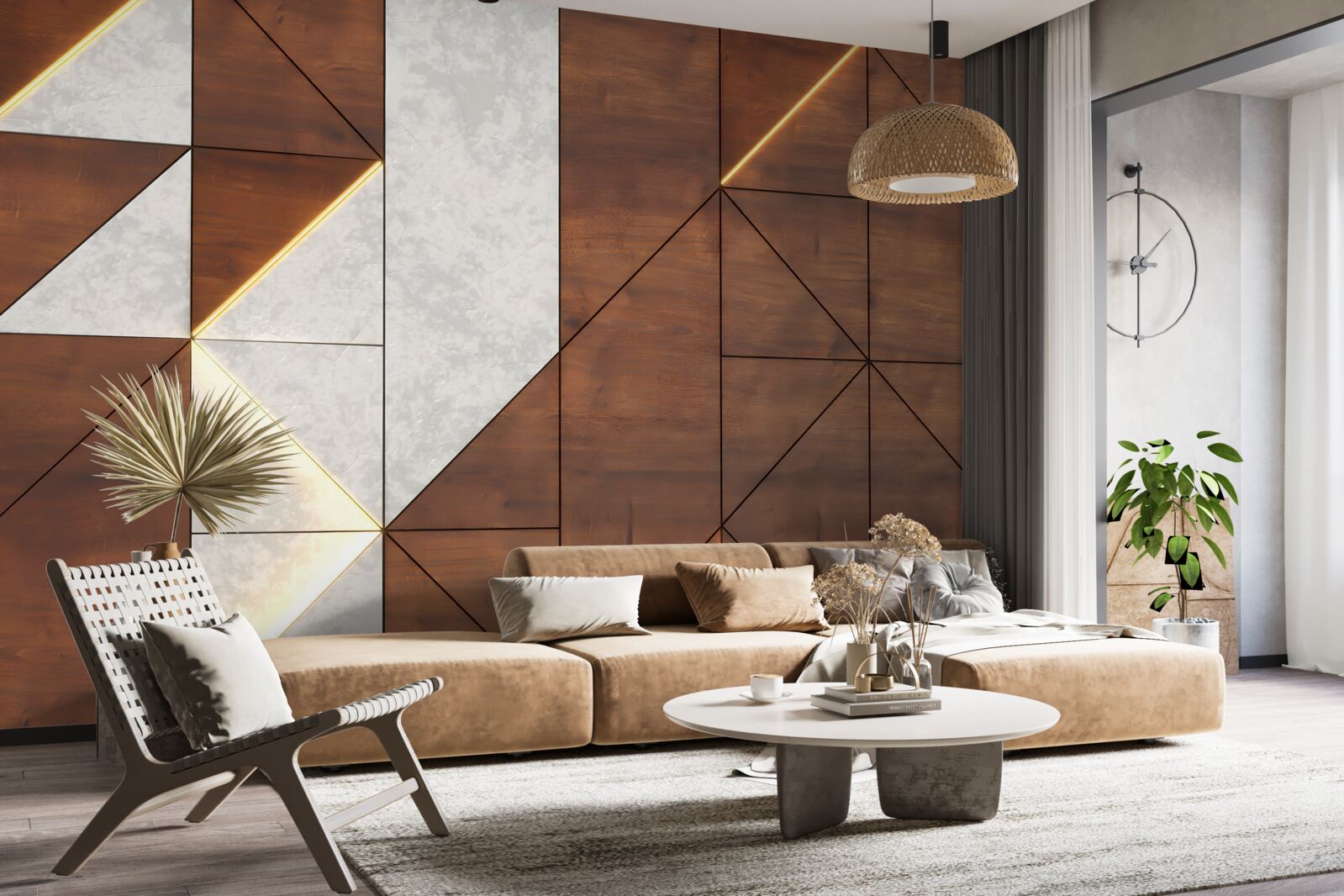 Fototapeta geometrické postavy na drevenej podlahe