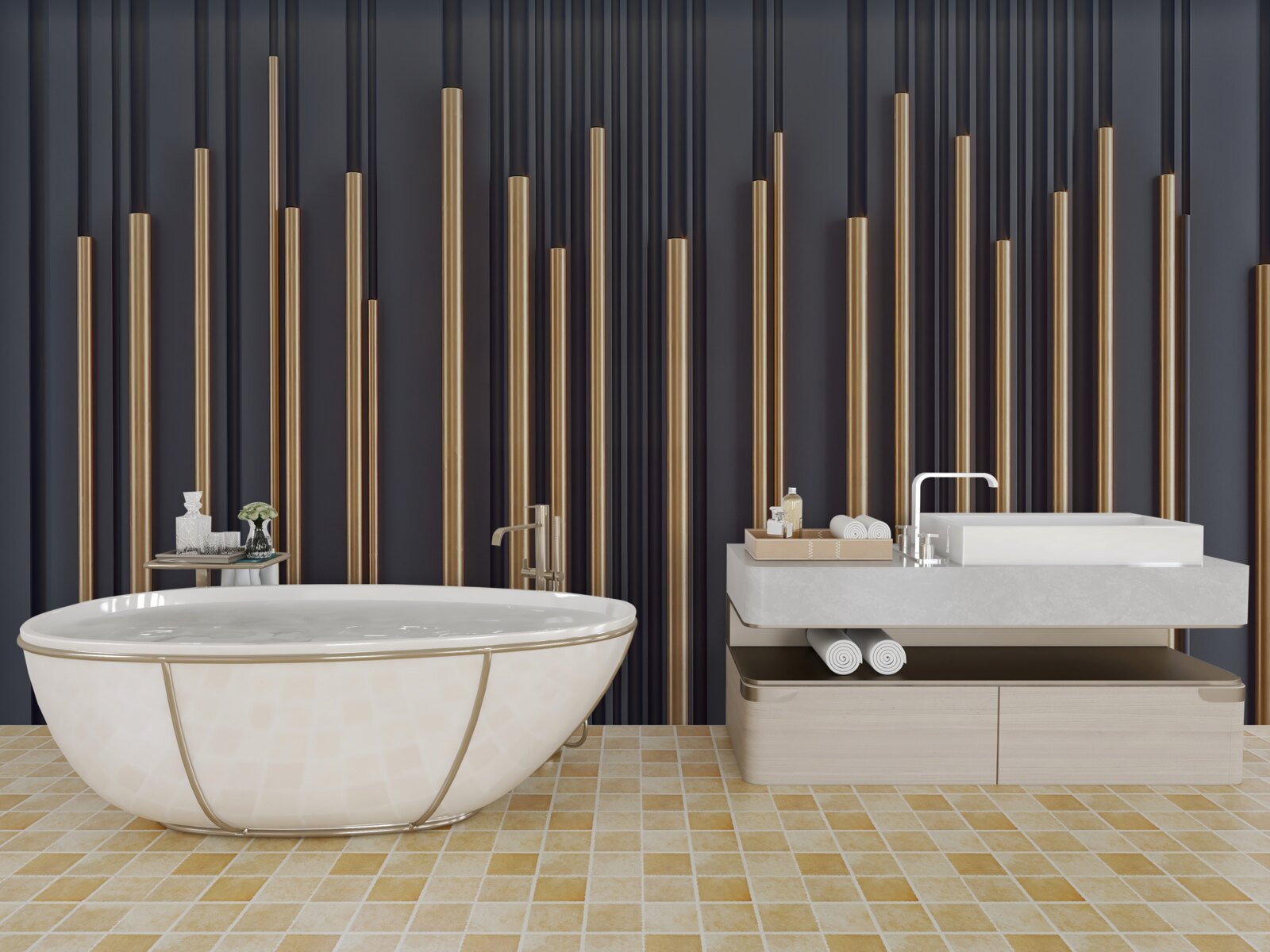 Fototapeta zlaté vložky na zvislých líniách