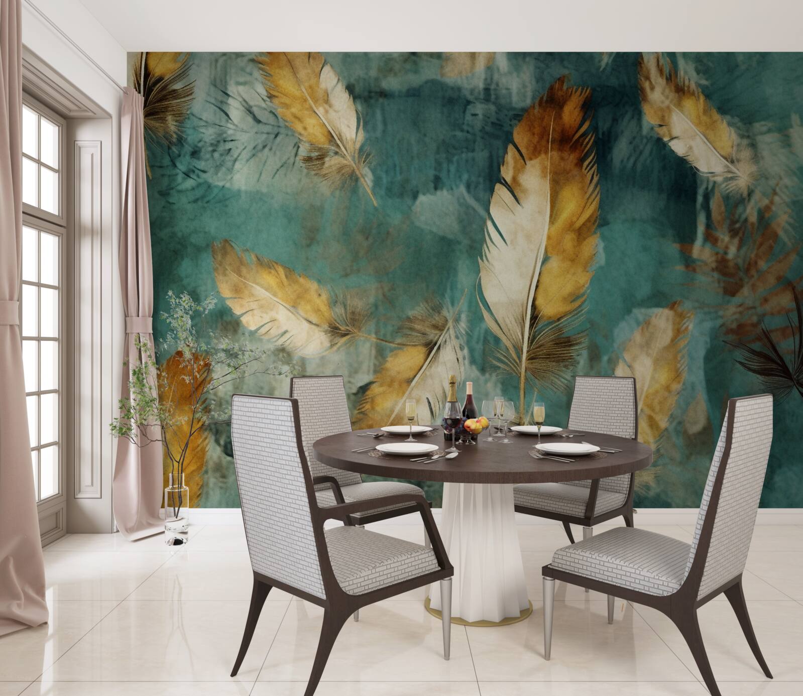 Fototapeta zlaté abstraktné listy