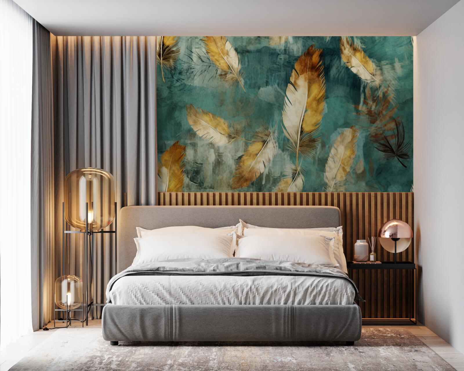 Fototapeta zlaté abstraktné listy