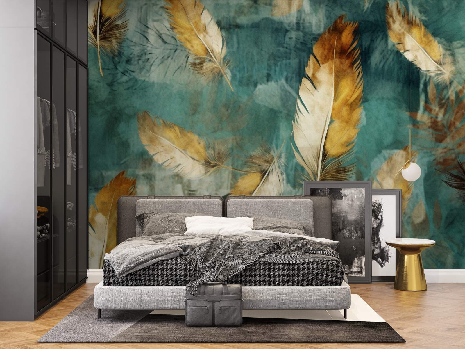 Fototapeta zlaté abstraktné listy