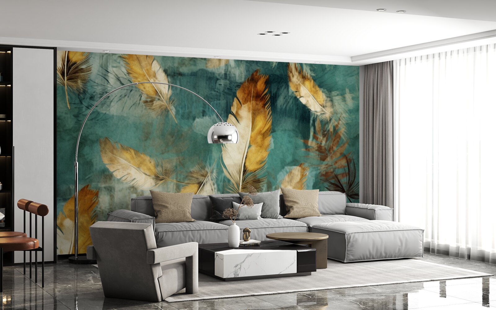 Fototapeta zlaté abstraktné listy