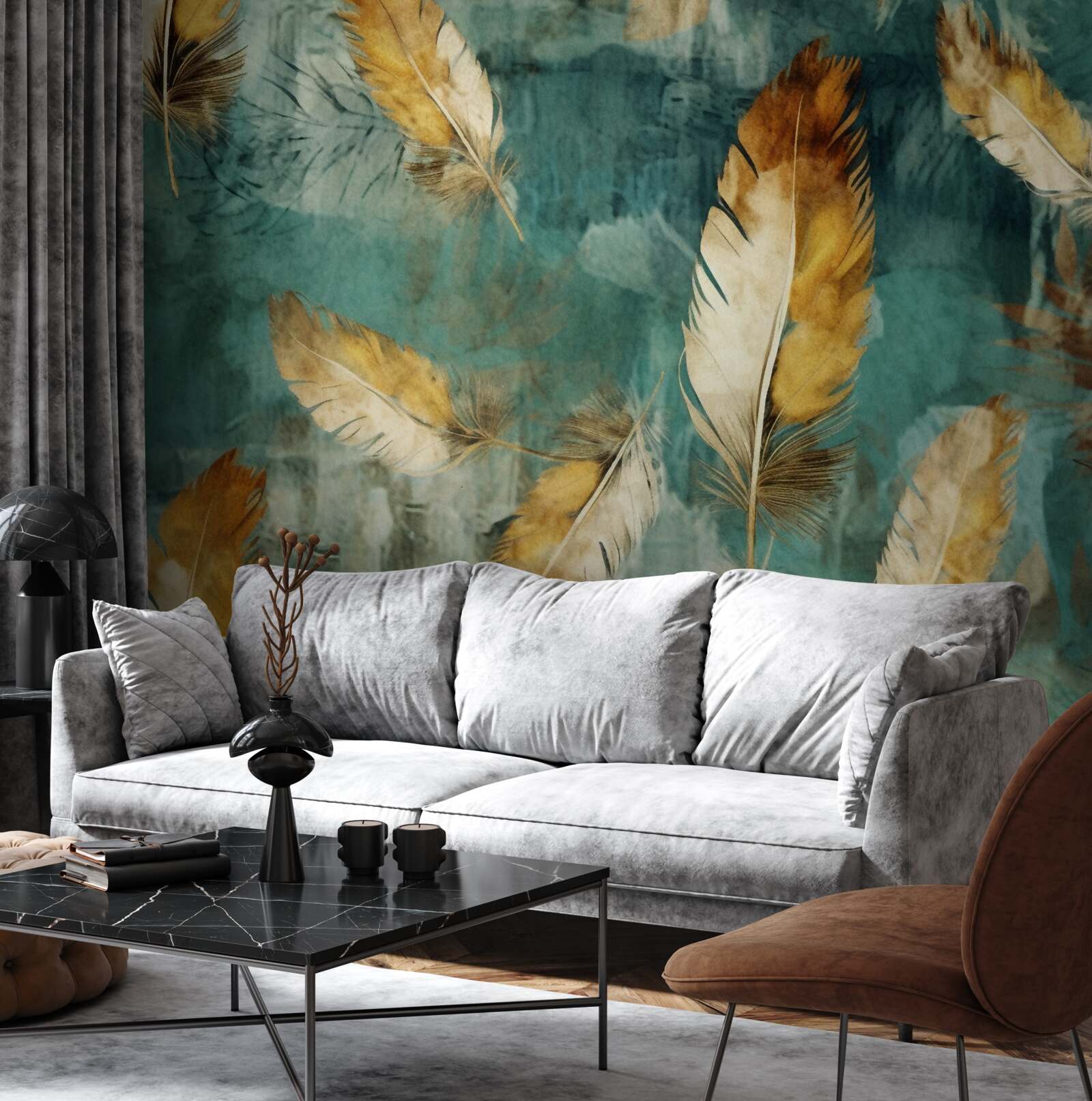 Fototapeta zlaté abstraktné listy