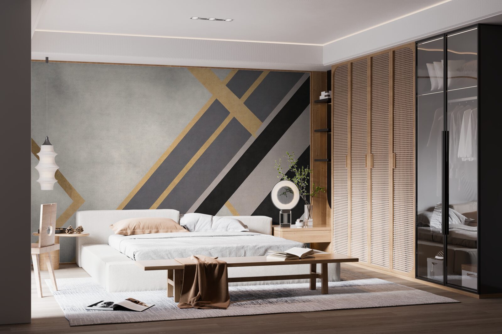 Fototapeta farebné čiary na dlaždiciach sú usporiadané rovnomerne