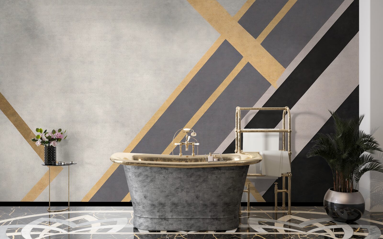 Fototapeta farebné čiary na dlaždiciach sú usporiadané rovnomerne