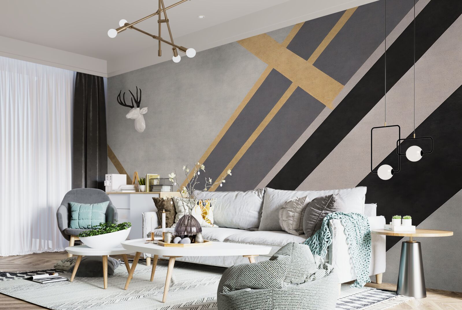 Fototapeta farebné čiary na dlaždiciach sú usporiadané rovnomerne