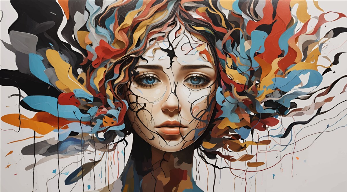 Fototapeta abstrakcia s dievčenskými objemnými vlasmi