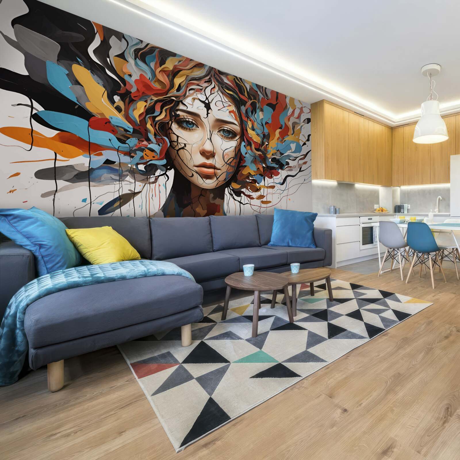 Fototapeta abstrakcia s dievčenskými objemnými vlasmi