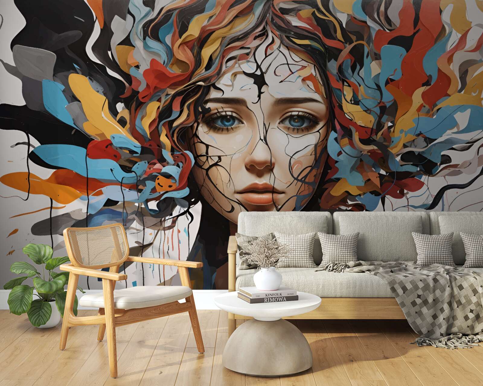 Fototapeta abstrakcia s dievčenskými objemnými vlasmi