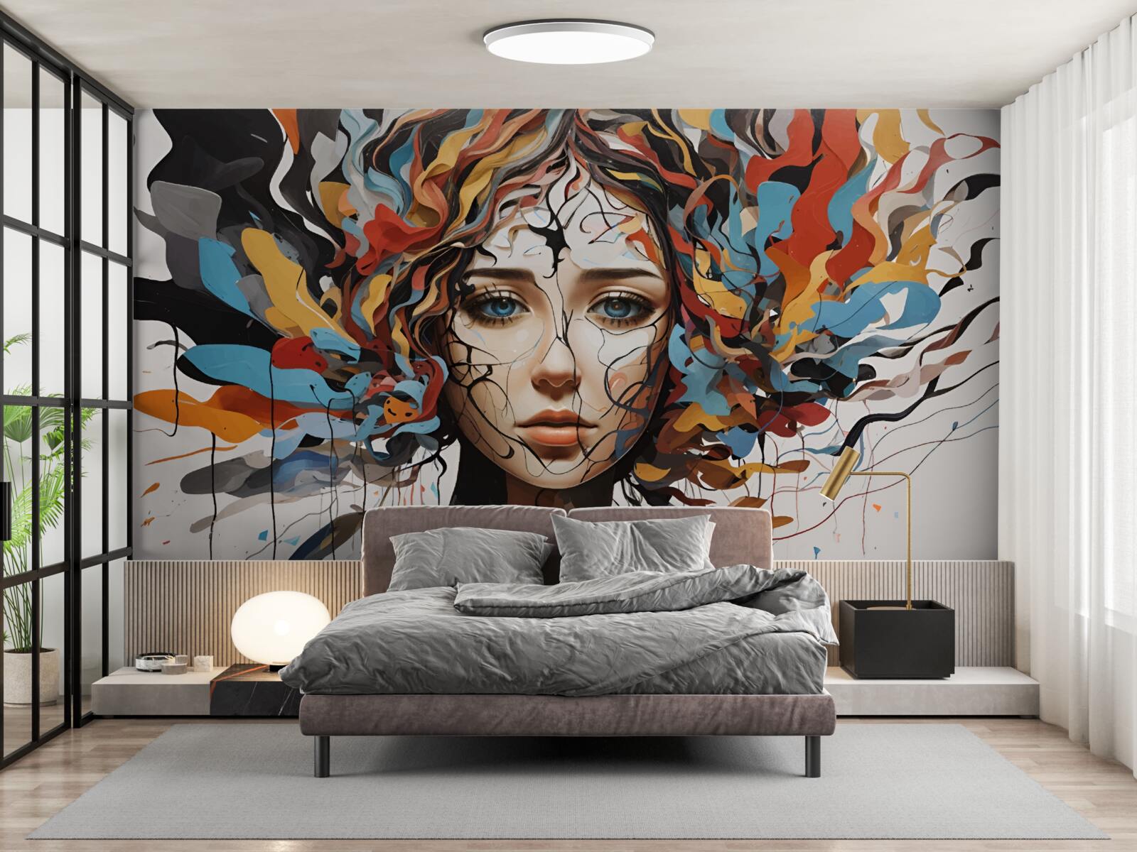 Fototapeta abstrakcia s dievčenskými objemnými vlasmi