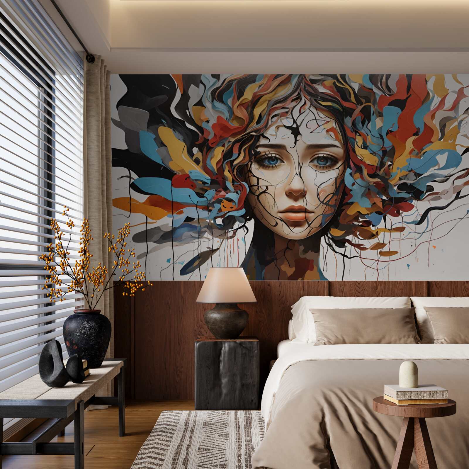 Fototapeta abstrakcia s dievčenskými objemnými vlasmi