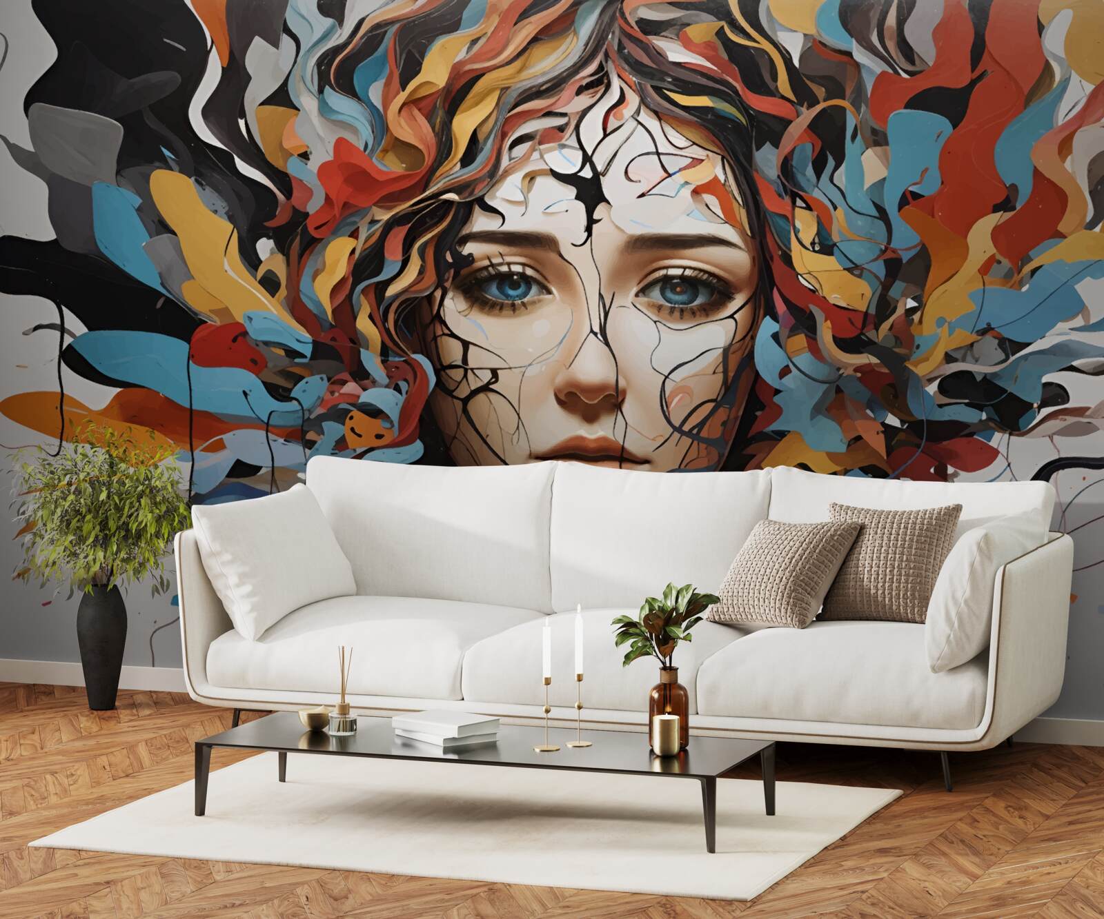 Fototapeta abstrakcia s dievčenskými objemnými vlasmi