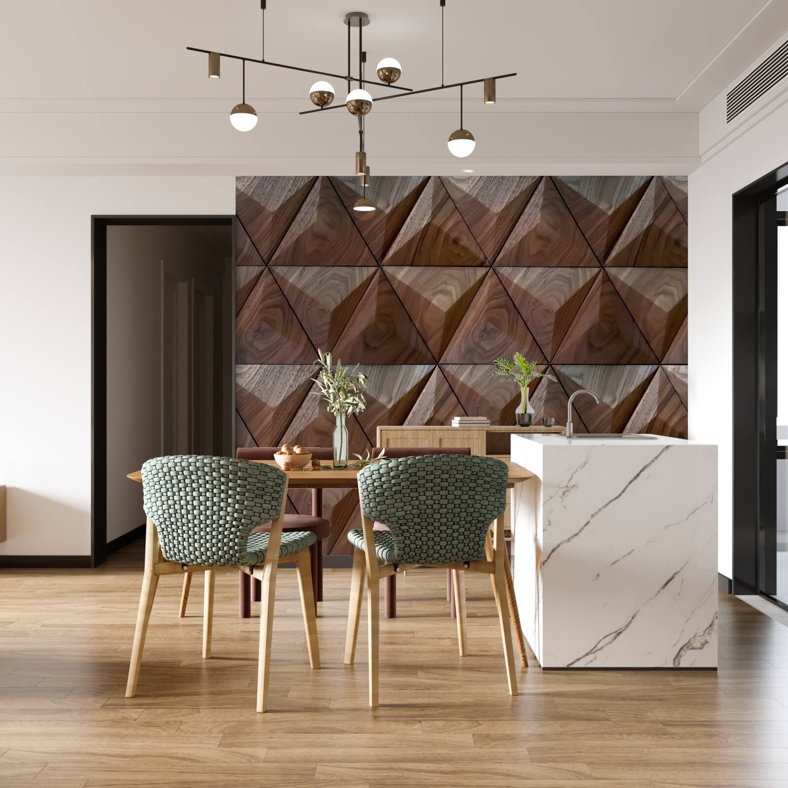 Fototapeta trojuholníkové tvary s textúrou dreva