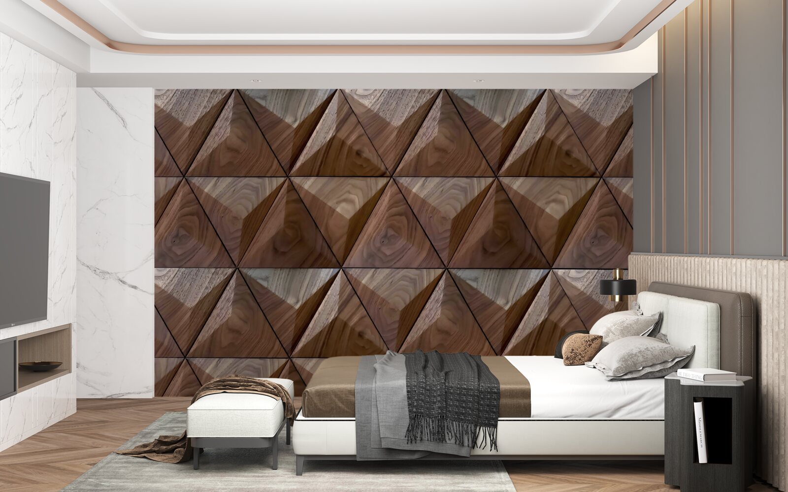 Fototapeta trojuholníkové tvary s textúrou dreva