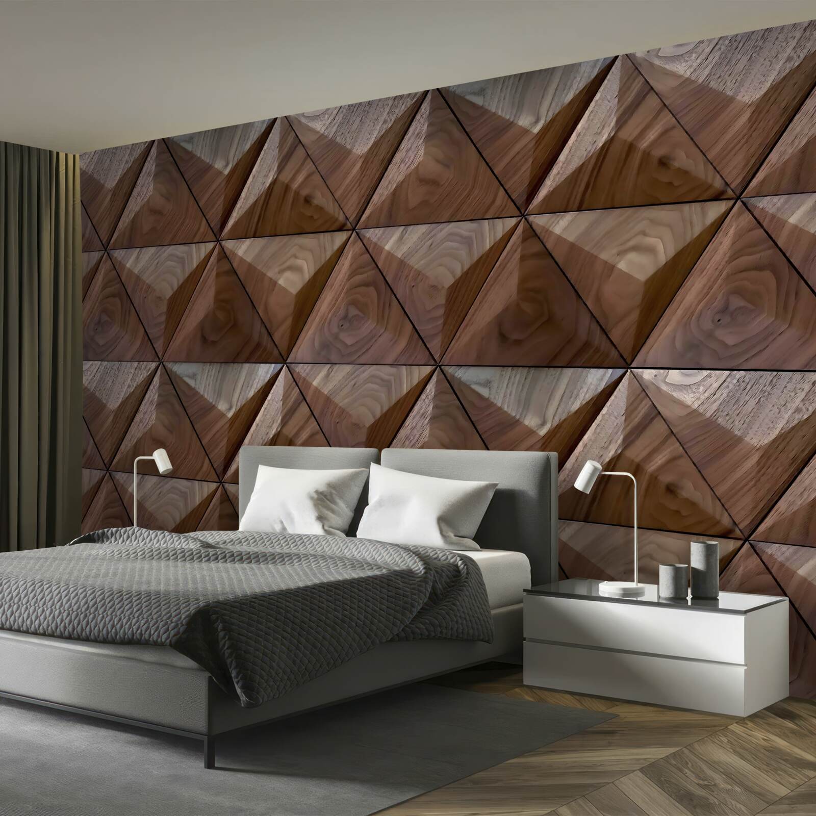 Fototapeta trojuholníkové tvary s textúrou dreva