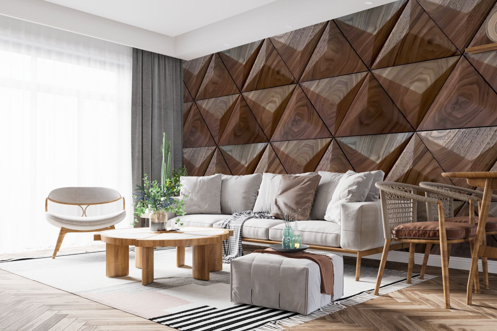 Fototapeta trojuholníkové tvary s textúrou dreva