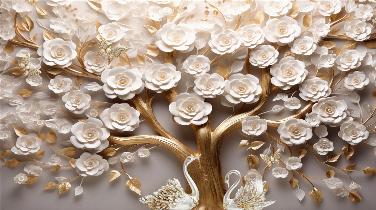 Fototapeta strom s hustými a bohatými kvetmi