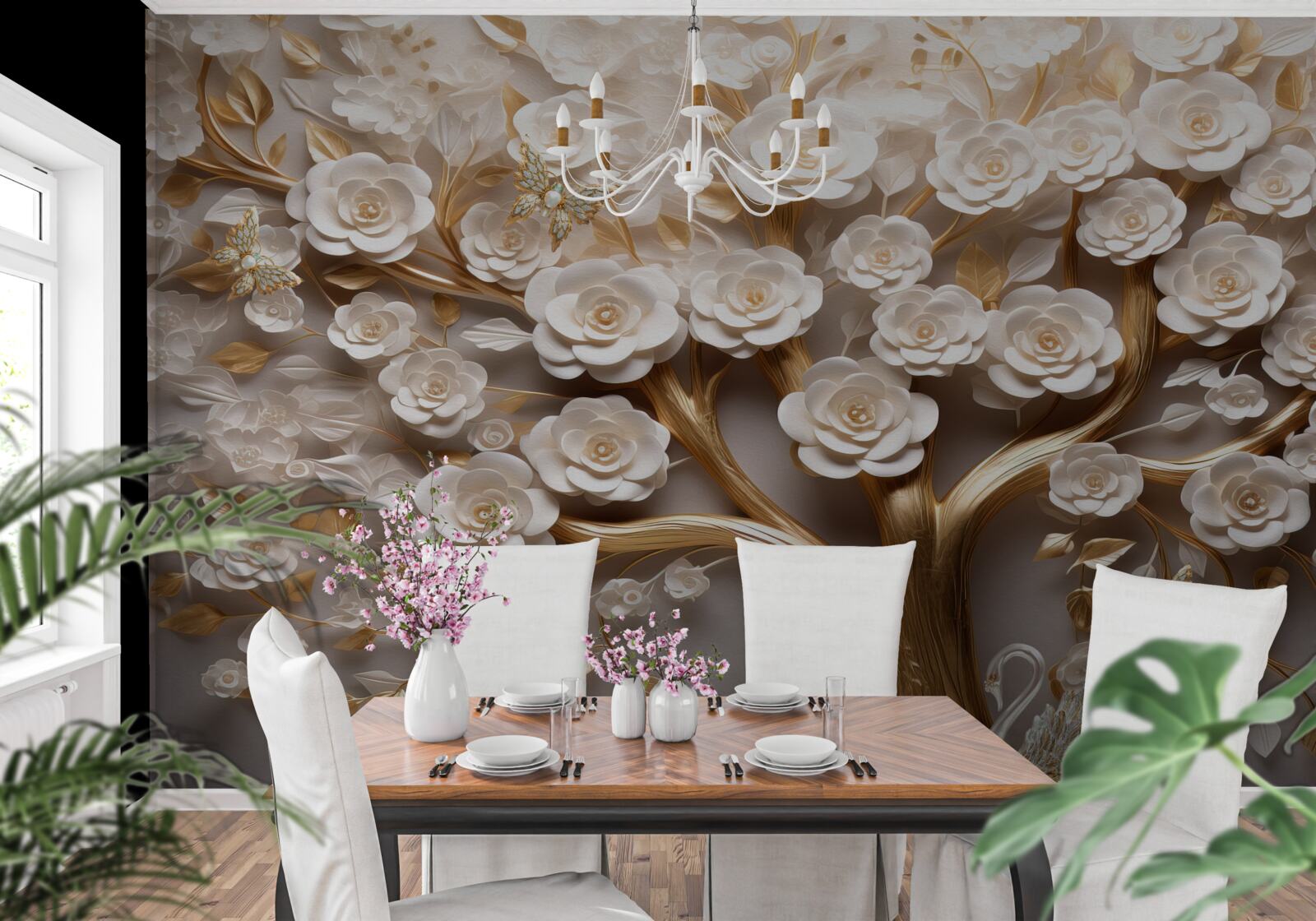 Fototapeta strom s hustými a bohatými kvetmi