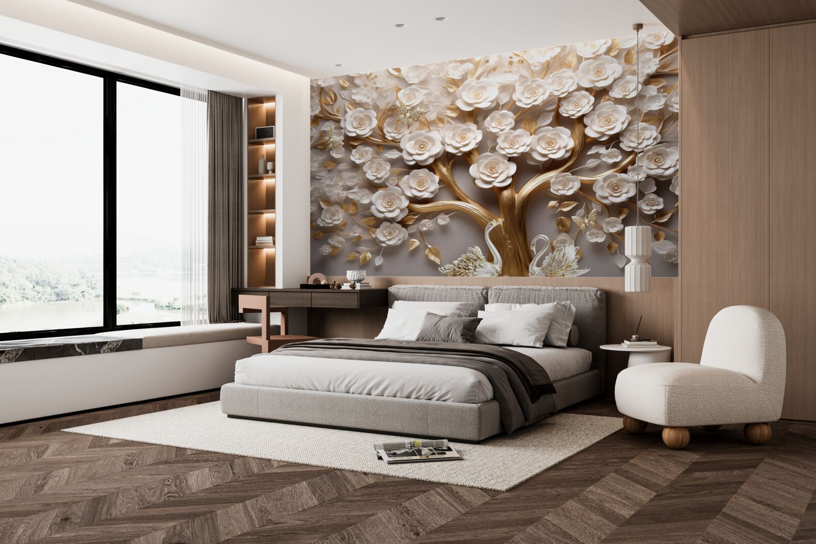 Fototapeta strom s hustými a bohatými kvetmi