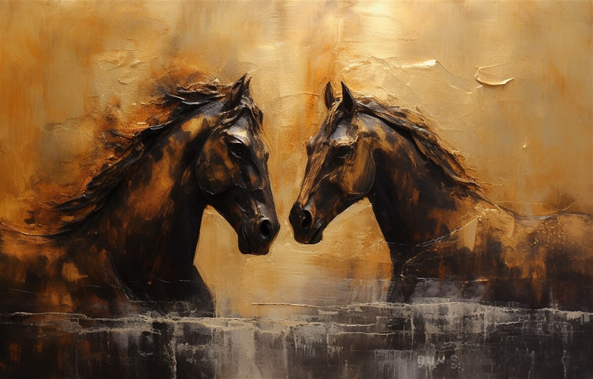 Fototapeta dva kone vo vode