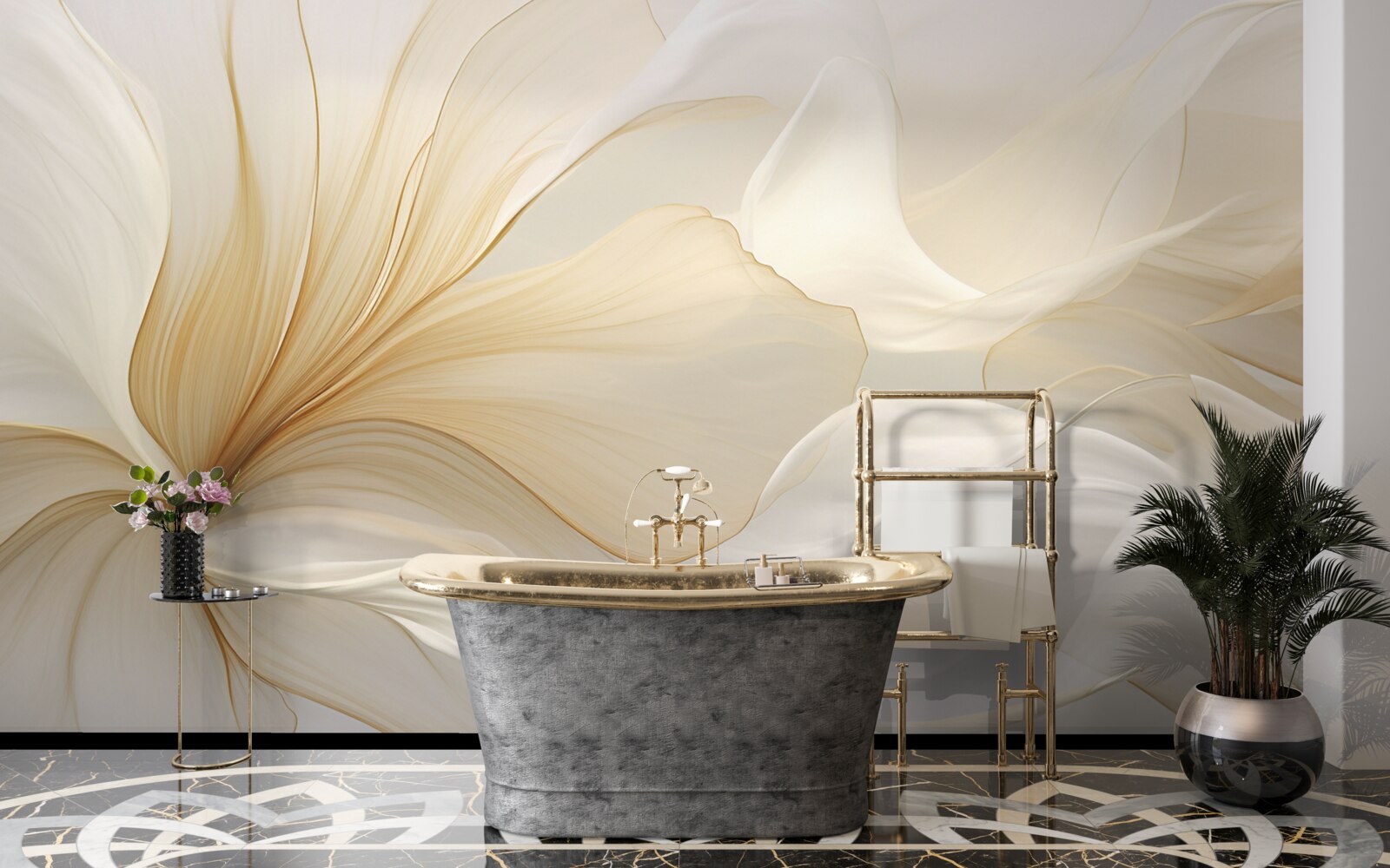 Fototapeta svetlý mramor, zdobený elegantnými vzormi