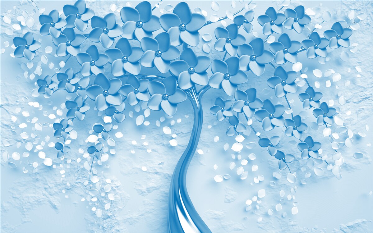 Fototapeta obrovský modrý strom s kvetmi