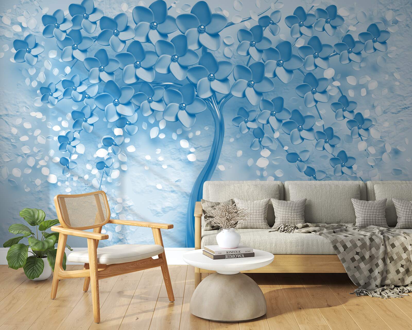 Fototapeta obrovský modrý strom s kvetmi