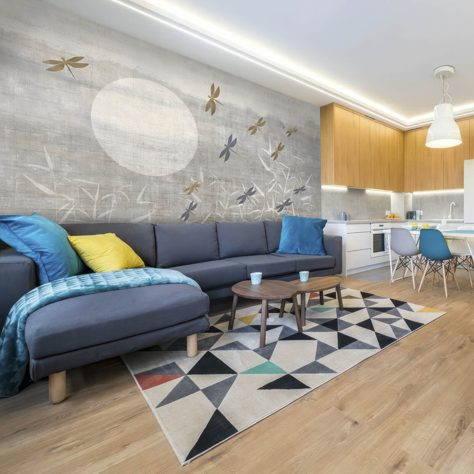 Fototapeta nad poľom lietajú vážky